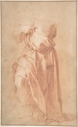 [SCHIENA] Study of a Headless Draped Figure with Arms Crossed; verso: Figure of a Man in a Voluminous robe, Seen from Behind