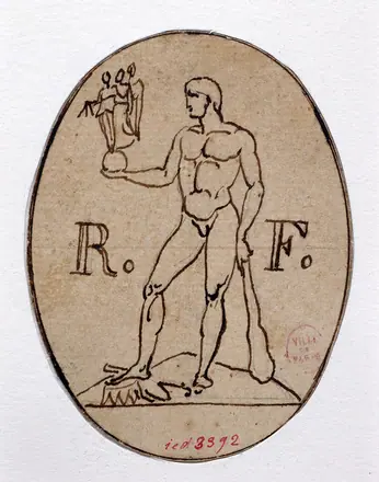 [PIEDI] Etude pour un dessin de filigrane le peuple foulant aux pieds les insignes de la royauté, D.3392