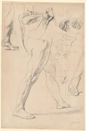 [PIEDI] Ingres - Studies of Legs, Hands, and the Profile of a Head for the Martyrdom of St. Symphorien, 1985.99 — Jean-Auguste-Dominique Ingres