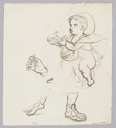 [PIEDI] Etude pour un vitrail religieux enfant, main, pieds. D.14862-161 — Prosper Lafaye