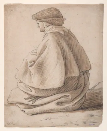 [SCHIENA] Study of a Seated Peasant Woman, Viewed from Behind and to the Left — Herman Saftleven II