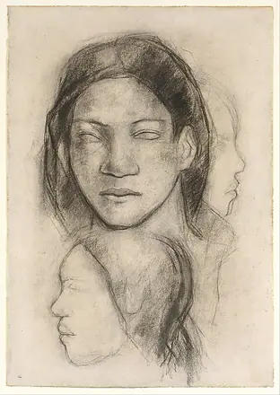 Tahitian Faces (Frontal View and Profiles) — Paul Gauguin