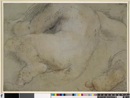 [PIEDI] Barocci - A reclining nude infant, seen from behind, and a separate study of the right foot, Pp,3.200 — Federico Barocci