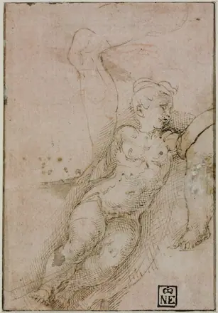 [PIEDI] Parmigianino - after - Study of a Naked Child and Studies of Legs, 2133 — Parmigianino