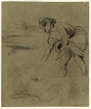 [PIEDI] Etude de femme les pieds dans l'eau (recto) étude de paysage de bord de mer (verso) (p. 70 de l'album), Paris Musées 20230817210010