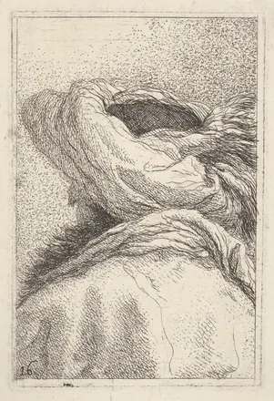 [SCHIENA] Man in a turban, depicted in bust length format from behind in three-quarters view, from "Collection of heads" (Raccolta di teste)