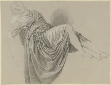 Draperiestudie van een liggende vrouw, RP-T-00-2072 — Unknown artist