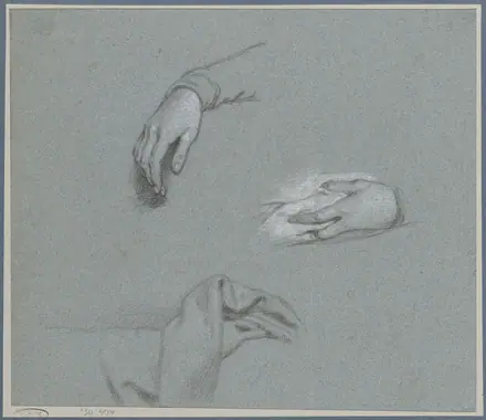 Handen- en draperiestudie, RP-T-1959-474(V) — Unknown artist