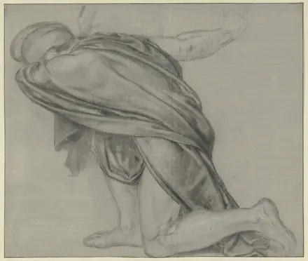Draperiestudie van knielende man, naar links, RP-T-00-2071 — Unknown artist