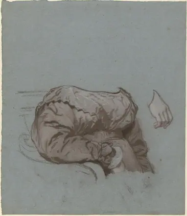 Draperiestudie voor het portret van een onbekende vrouw, RP-T-1959-476 — Unknown artist