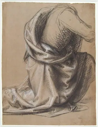 Fra Bartolommeo - Drapery Study for the Kneeling Mary Magdalen in the 'Noli me tangere' (Paris, Musée du Louvre), I 563 N 68 (PK)