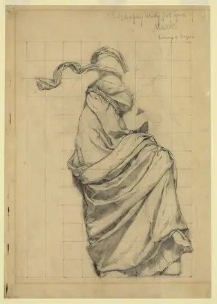 Drapery study for figure of Music Library of Congress LCCN2004662290