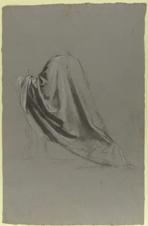 Drapery Study for a Bishop (lower register; study for wall paintings in the Chapel of Saint Remi, Sainte-Clotilde, Paris, 1858) — Isidore Pils