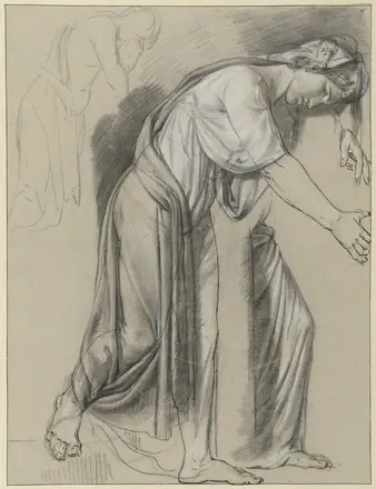 Draperiestudie van een voorovergebogen vrouw, RP-T-00-2080 — Unknown artist
