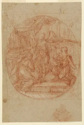 Drawing, Angel Crowning a Couple; Verso: Drapery Study, 1780–1800 — Unknown artist