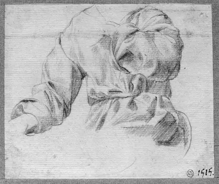 Drapery study (St. Anne) title QS:P1476,en:"Drapery study (St. Anne) " label QS:Len,"Drapery study (St. Anne) " label QS:Lsv,"Studie av draperi för St. Anne"