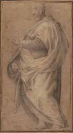 Drapery Study for a Standing Male Figure in Profile Facing Left. — Fra Bartolomeo