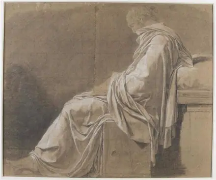 David - Personnage assis, étude de draperie, 1938 DF 234
