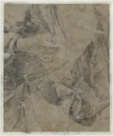 Draperiestudie en een hand, RP-T-1996-66(V) — Unknown artist