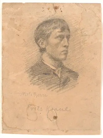 Portræt af maleren Frits Kraul (1862-1935) i 3/4 profil