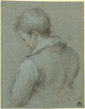Head and Shoulders of a Man seen from the Back — Isaac Oliver, the elder