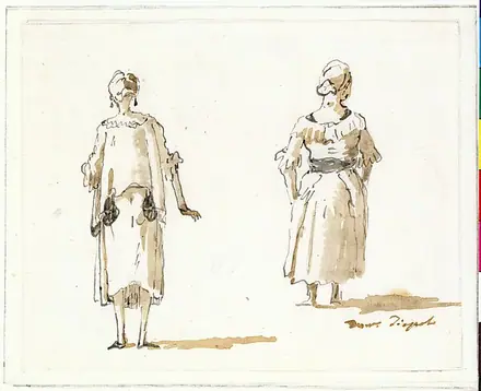 Caricature of Two Women Seen From Behind