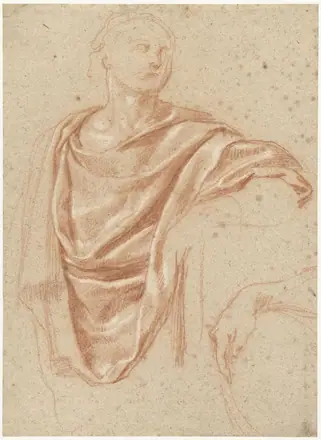 Romein in toga en studie van een hand, RP-T-1964-192 — Unknown artist