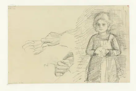 Studie van een staand kind en handen, RP-T-1980-153(V) — Unknown artist