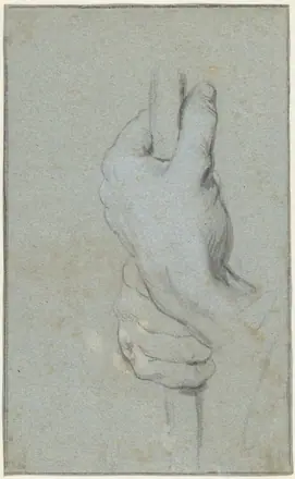 Studie van twee handen die een staf omklemmen, RP-T-1958-144 — Unknown artist