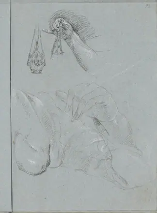 Hand met wierookvat en een gebogen arm, RP-T-1953-359A-93 — Unknown artist