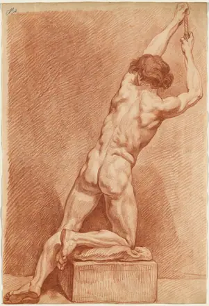 French 18th Century, A Male Nude Seen from Behind, c.1760, NGA 143878 — French 18th Century