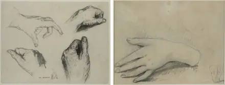 Study of Hands (recto); Study of a Woman's Hand (verso) — Théodule Ribot