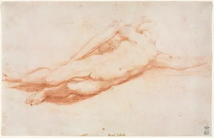 Study of a Fallen Soldier (possibly the Conversion of Saul) (recto) — Correggio