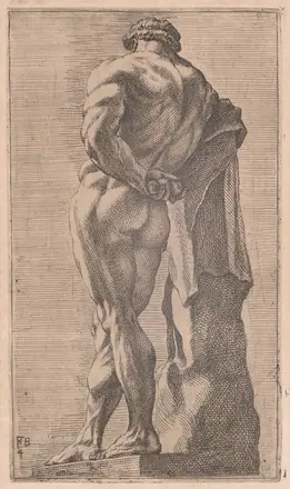 François Perrier, The Farnese Hercules, seen from behind (plate 4), 1638, NGA 212462 — François Perrier