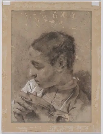Head of a Young Man in Profile with a Book — Giovanni Battista Piazzetta